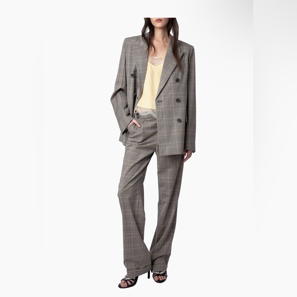 Zadig & Voltaire Checkered Gray trousers - call Pantsuit. SZ 42
